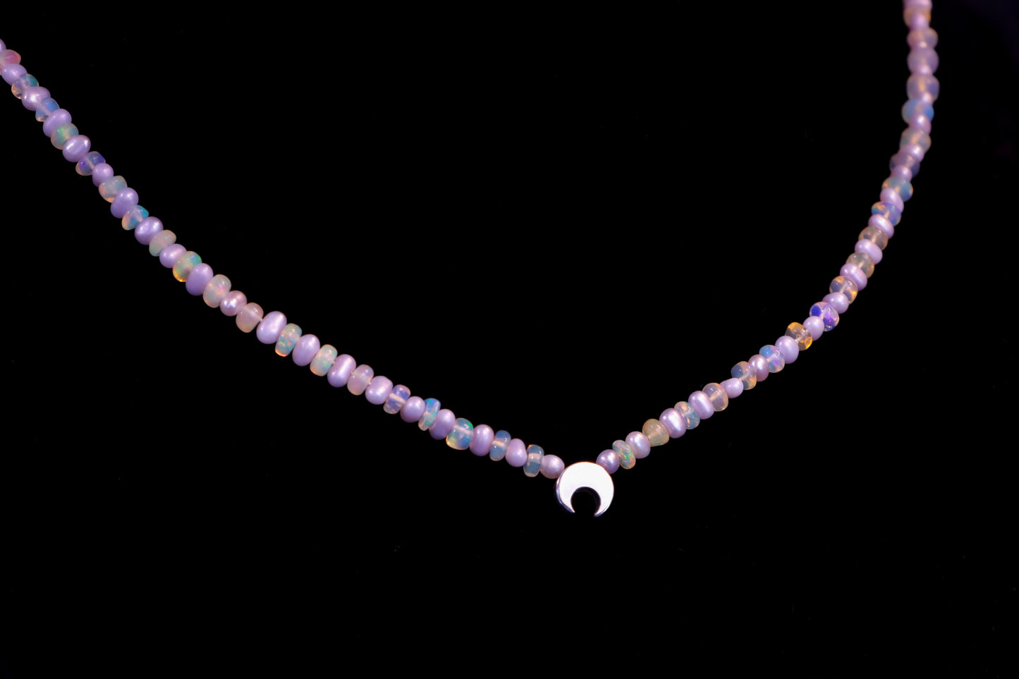Celeste Beaded Crescent Necklace