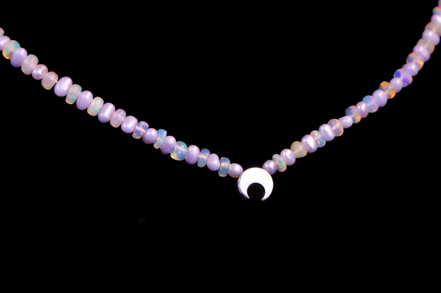 Celeste Beaded Crescent Necklace