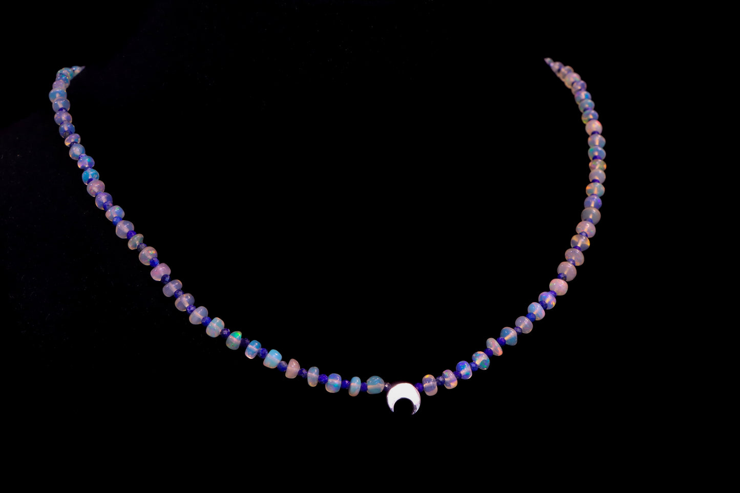 Celeste Beaded Crescent Necklace
