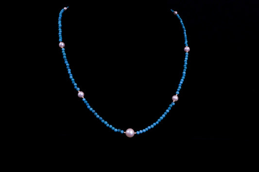 Pearl and Turquoise Beaded Necklace