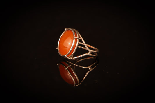 Round Carnelian Cage Ring