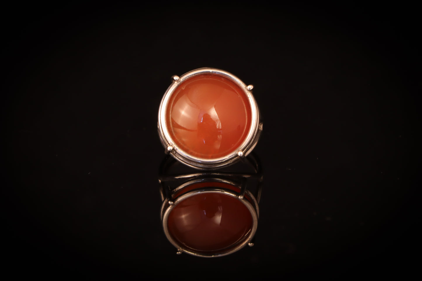 Round Carnelian Cage Ring